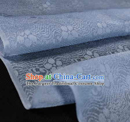 Traditional Chinese Light Blue Silk Fabric Classical Plum Blossom Pattern Silk Cloth