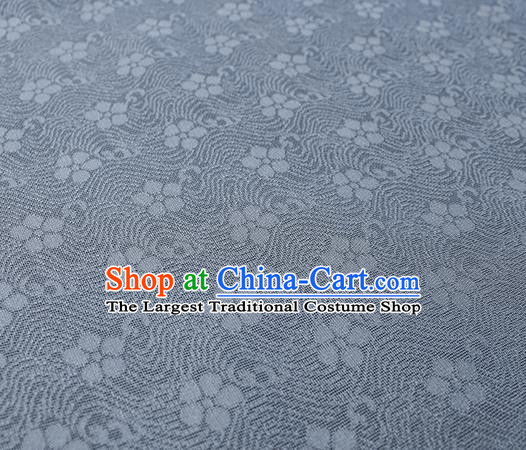 Traditional Chinese Light Blue Silk Fabric Classical Plum Blossom Pattern Silk Cloth