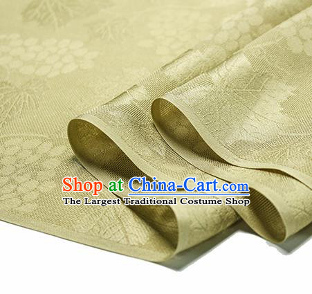 Traditional Chinese Classical Grape Pattern Yellow Silk Fabric Ancient Hanfu Silk Cloth