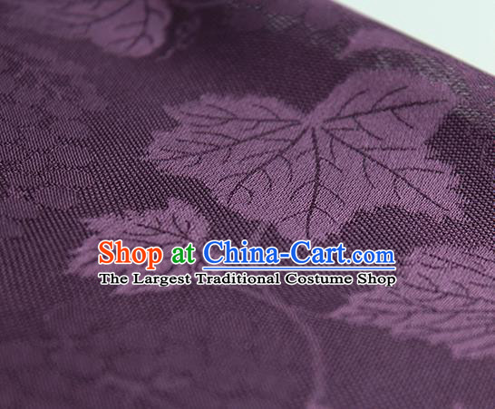 Traditional Chinese Classical Grape Pattern Purple Silk Fabric Ancient Hanfu Silk Cloth