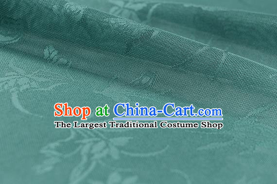 Traditional Chinese Classical Butterfly Lotus Pattern Green Silk Fabric Ancient Hanfu Silk Cloth