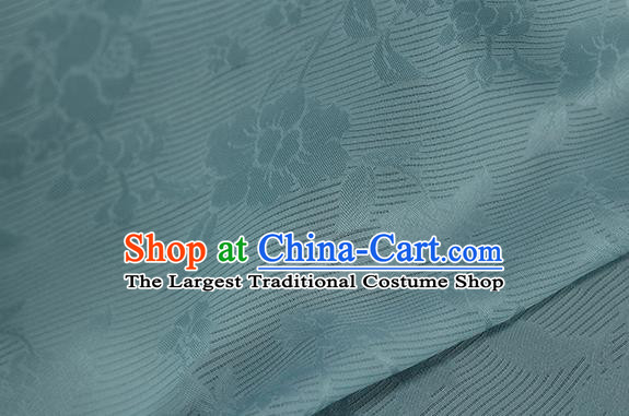 Traditional Chinese Classical Flowers Pattern Blue Silk Fabric Ancient Hanfu Silk Cloth