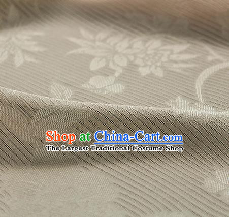 Traditional Chinese Classical Flowers Pattern Beige Silk Fabric Ancient Hanfu Silk Cloth