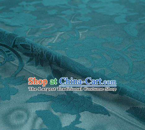 Traditional Chinese Classical Autumn Flowers Pattern Peacock Green Silk Fabric Ancient Hanfu Dress Silk Cloth