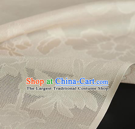 Traditional Chinese Classical Autumn Flowers Pattern Beige Silk Fabric Ancient Hanfu Dress Silk Cloth