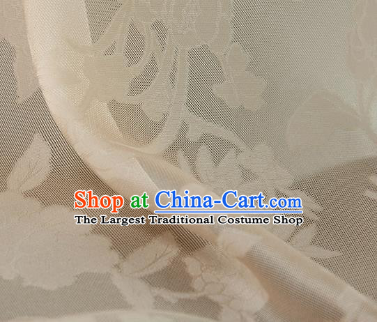 Traditional Chinese Classical Autumn Flowers Pattern Beige Silk Fabric Ancient Hanfu Dress Silk Cloth