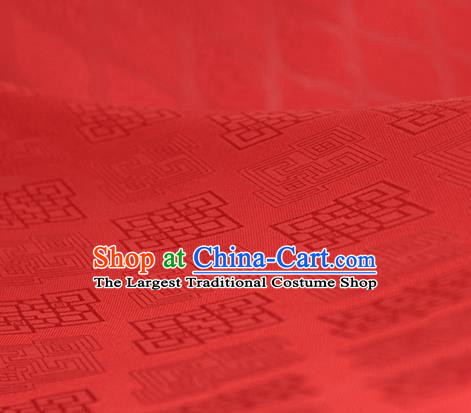 Traditional Chinese Classical Rhombus Pattern Red Silk Fabric Ancient Hanfu Dress Silk Cloth