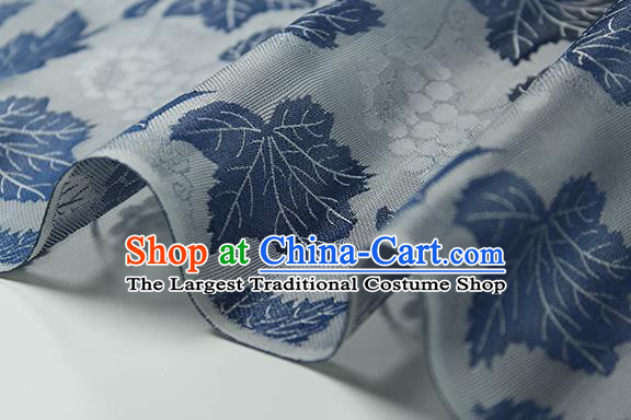 Traditional Chinese Classical Twine Grape Pattern Blue Silk Fabric Ancient Hanfu Dress Silk Cloth