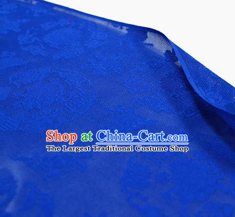 Traditional Chinese Classical Peony Pattern Royalblue Silk Fabric Ancient Hanfu Dress Silk Cloth