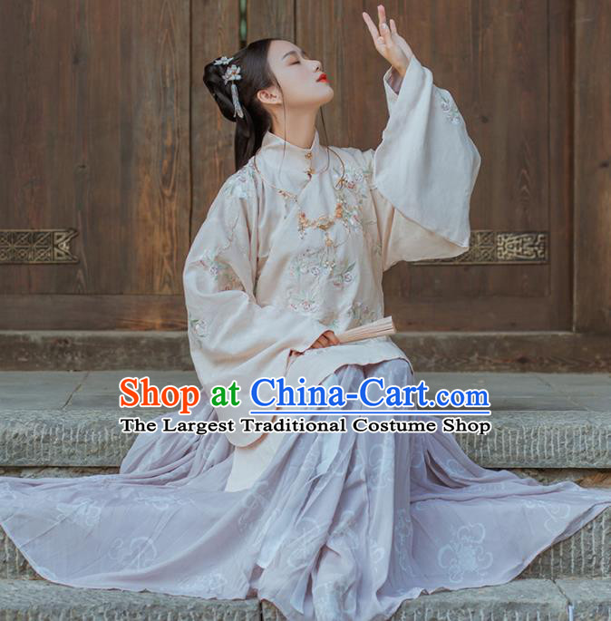 Traditional Chinese Ming Dynasty Nobility Lady Replica Costumes Ancient Royal Princess Purple Hanfu Dress for Women