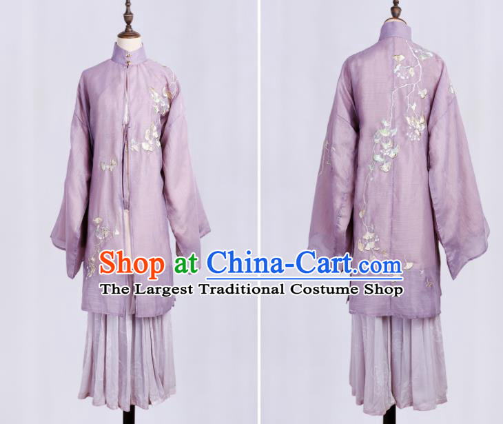 Traditional Chinese Ming Dynasty Nobility Lady Replica Costumes Ancient Royal Princess Purple Hanfu Dress for Women