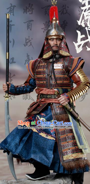 Chinese Ancient Cosplay General Yang Yuan Armor and Helmet Traditional Ming Dynasty Supreme Commander Costumes Complete Set for Men