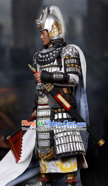 Chinese Ancient Cosplay General Zhou Yu Armor and Helmet Traditional Three Kingdoms Period Supreme Commander Costumes Complete Set for Men