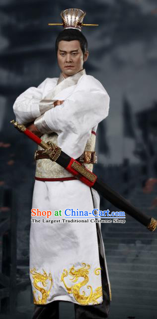 Chinese Ancient Cosplay General Zhou Yu Armor and Helmet Traditional Three Kingdoms Period Supreme Commander Costumes Complete Set for Men