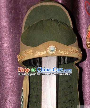 Handmade Chinese Ancient General Guan Yu Helmet Traditional Three Kingdoms Period Hair Accessories for Men
