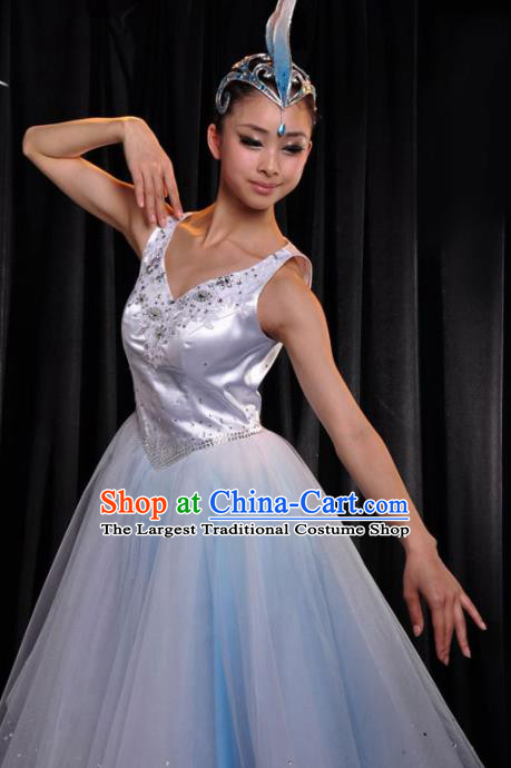 Professional Modern Dance Ballet Costume Opening Dance Stage Show White Dress for Women