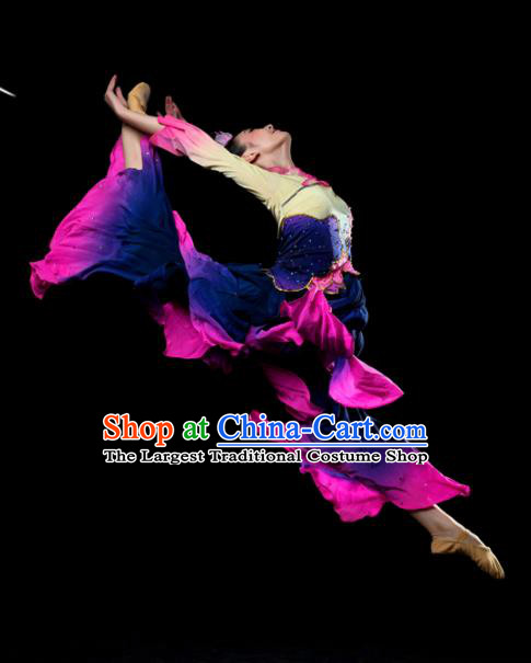 Traditional Chinese Classical Dance Purple Costumes Umbrella Dance Stage Show Dress for Women