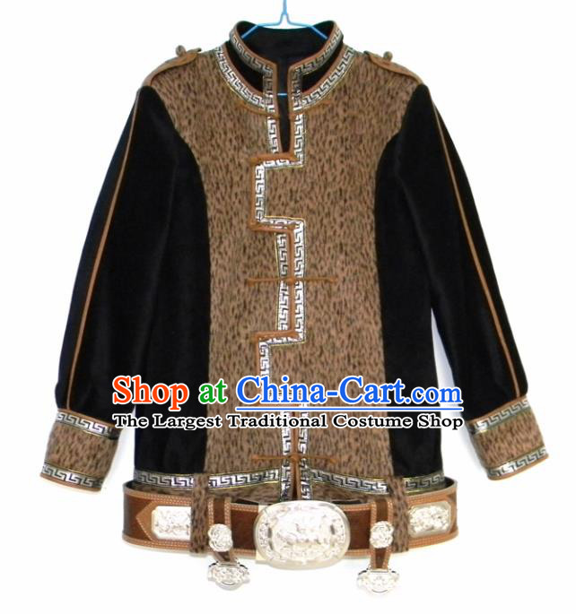 Chinese Traditional Mongol Nationality Costume Mongolian Ethnic Jacket for Men
