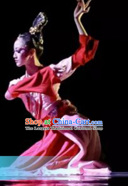 Traditional Chinese Classical Dance Tao Li Cup Red Costumes Umbrella Dance Stage Show Dress for Women