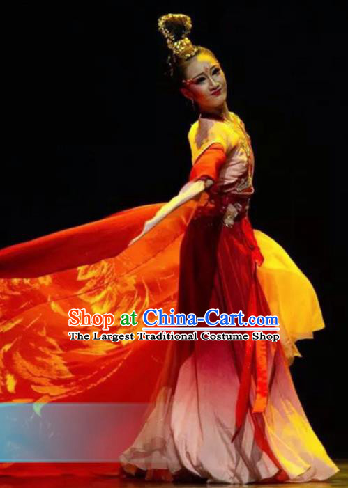 Traditional Chinese Classical Dance Tao Li Cup Red Costumes Umbrella Dance Stage Show Dress for Women