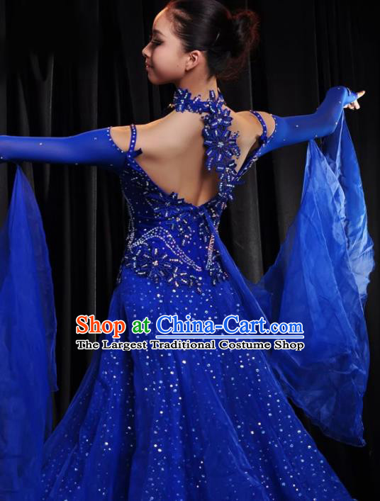Professional Modern Dance Costume Ballroom Dance Waltz Stage Show Royalblue Dress for Women