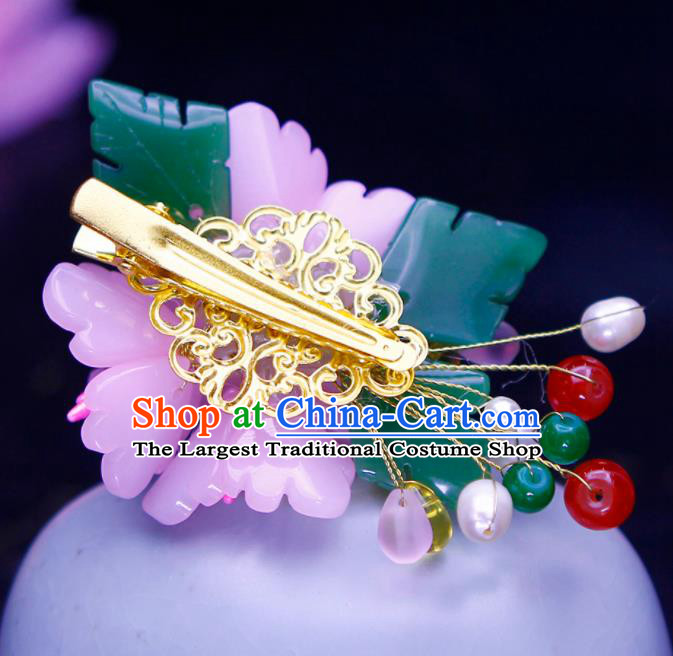 Chinese Traditional Hanfu Pink Peony Hair Claw Ancient Princess Hair Accessories for Women