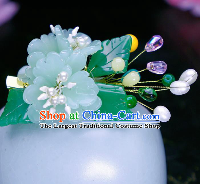 Chinese Traditional Hanfu Light Green Peony Hair Claw Ancient Princess Hair Accessories for Women
