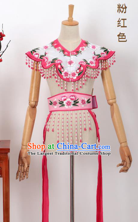 Chinese Traditional Beijing Opera Diva Accessories Pink Shoulder Cape and Belt for Women