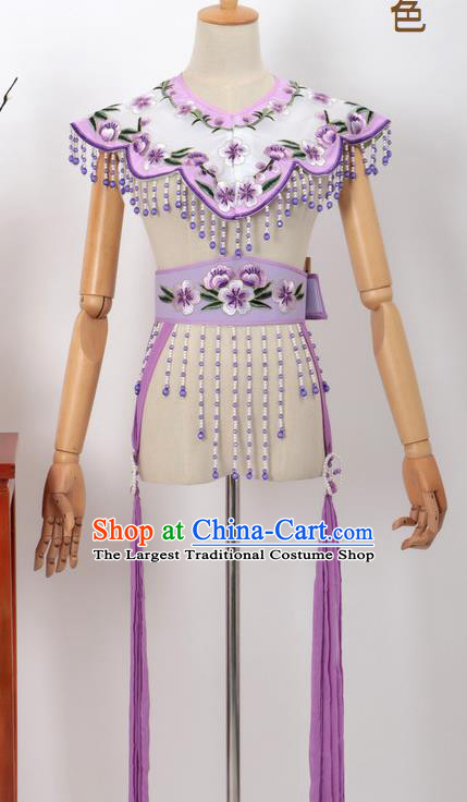 Chinese Traditional Beijing Opera Diva Accessories Purple Shoulder Cape and Belt for Women