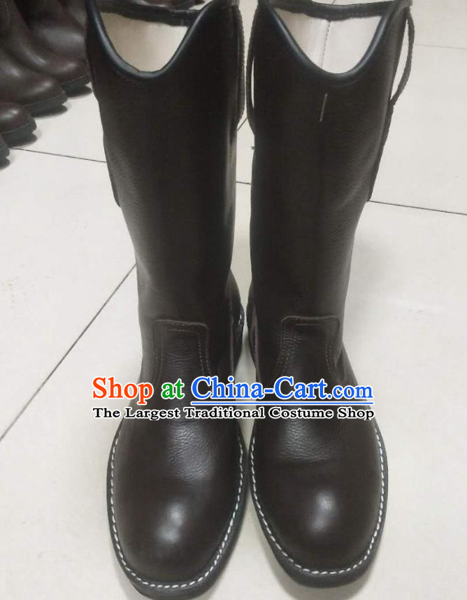 Chinese Traditional Mongol Nationality Boots Mongolian Ethnic Leather Riding Boots for Men