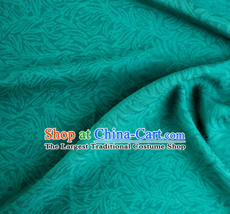 Traditional Chinese Classical Rohdea Pattern Design Green Silk Fabric Ancient Hanfu Dress Silk Cloth