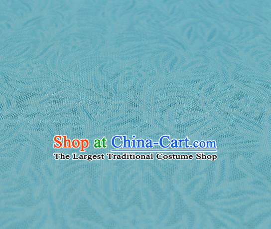 Traditional Chinese Classical Rohdea Pattern Design Light Blue Silk Fabric Ancient Hanfu Dress Silk Cloth