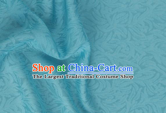 Traditional Chinese Classical Rohdea Pattern Design Light Blue Silk Fabric Ancient Hanfu Dress Silk Cloth