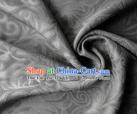 Traditional Chinese Classical Phoenix Flower Pattern Design Grey Silk Fabric Ancient Hanfu Dress Silk Cloth