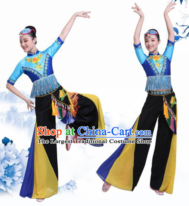 Chinese Traditional Folk Dance Yangko Outfits Drum Dance Classical Dance Costume for Women