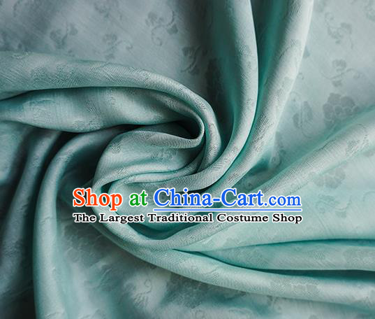 Traditional Chinese Classical Flower Pattern Design Green Silk Fabric Ancient Hanfu Dress Silk Cloth