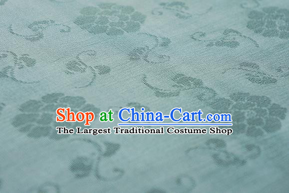 Traditional Chinese Classical Flower Pattern Design Green Silk Fabric Ancient Hanfu Dress Silk Cloth