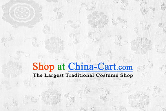 Traditional Chinese Classical Flower Pattern Design White Silk Fabric Ancient Hanfu Dress Silk Cloth
