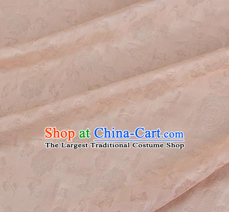 Traditional Chinese Classical Flower Pattern Design Light Orange Silk Fabric Ancient Hanfu Dress Silk Cloth