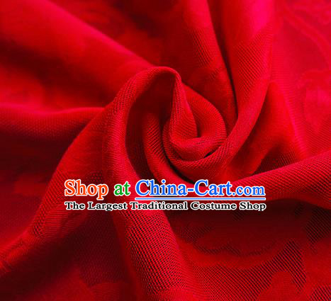 Traditional Chinese Classical Hibiscus Peony Pattern Design Red Silk Fabric Ancient Hanfu Dress Silk Cloth