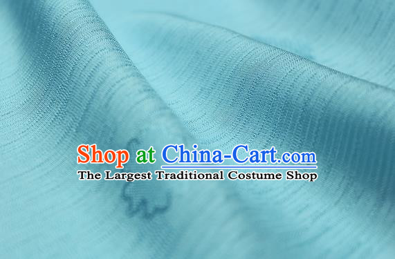 Traditional Chinese Classical Flowers Pattern Design Light Blue Silk Fabric Ancient Hanfu Dress Silk Cloth