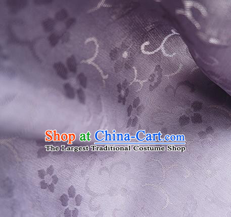 Traditional Chinese Classical Cherry Blossom Pattern Design Lilac Silk Fabric Ancient Hanfu Dress Silk Cloth