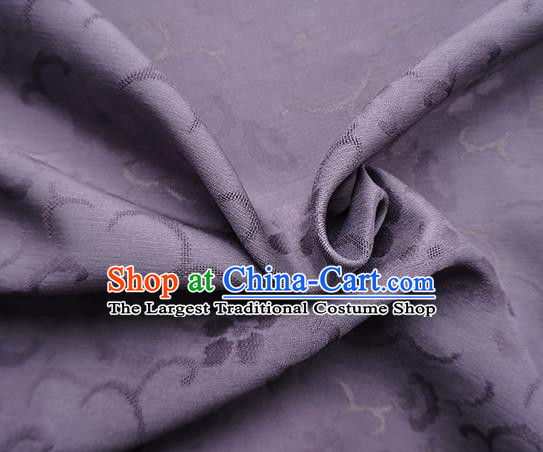 Traditional Chinese Classical Cherry Blossom Pattern Design Lilac Silk Fabric Ancient Hanfu Dress Silk Cloth