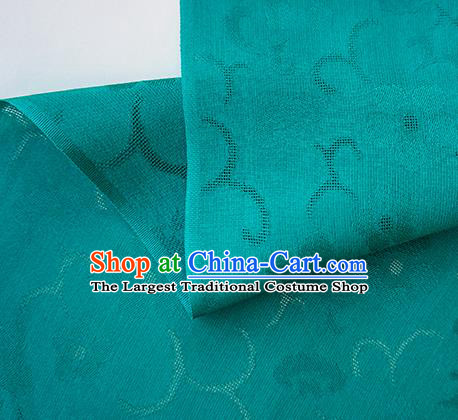 Traditional Chinese Classical Cherry Blossom Pattern Design Green Silk Fabric Ancient Hanfu Dress Silk Cloth