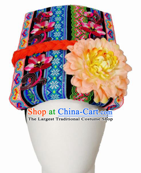 Chinese Traditional Ethnic Dance Hat Hair Accessories Yi Nationality Dance Headwear for Women