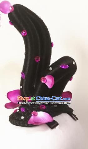 Traditional Chinese Classical Dance Qie Kan Xing Yun Hair Accessories Water Sleeve Dance Wig Chignon Headdress for Women