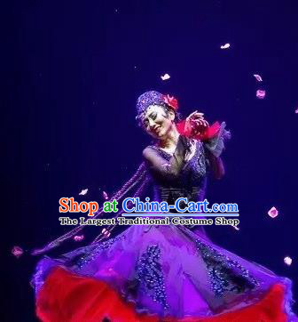 Chinese Traditional Ethnic Dance Dress Uyghur Nationality Dance Costume for Women
