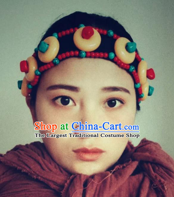 Chinese Traditional Zang Ethnic Female Beeswax Hair Clasp Hair Accessories Tibetan Nationality Headwear for Women