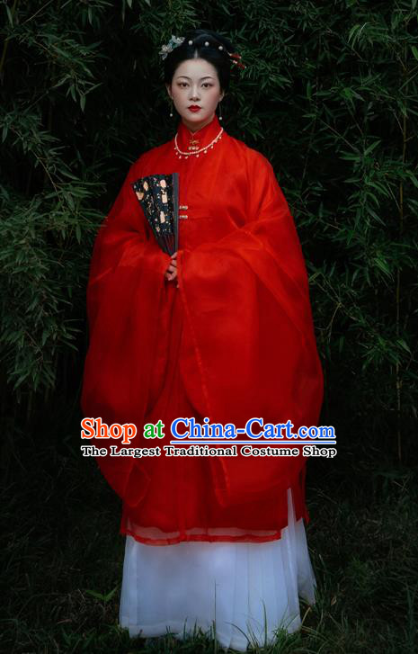 Chinese Ancient Palace Lady Wedding Red Hanfu Dress Traditional Ming Dynasty Royal Princess Replica Costume for Women