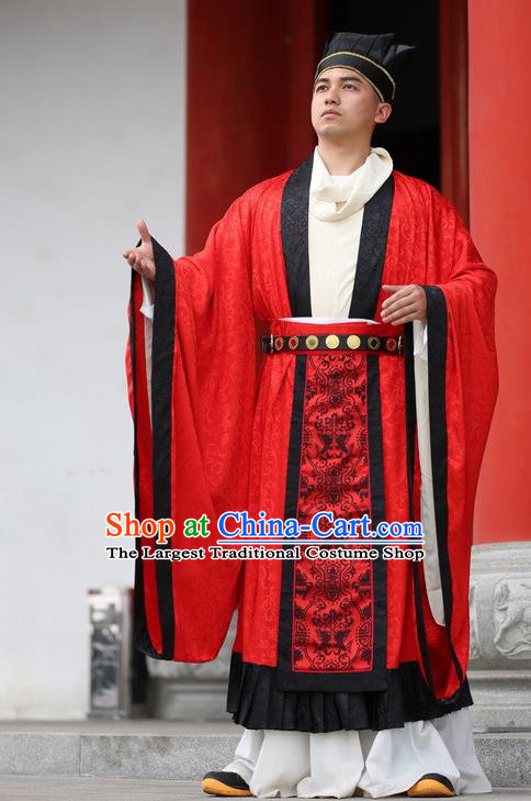 Chinese Ancient Tang Dynasty Bridegroom Hanfu Clothing Traditional Wedding Replica Costume for Men